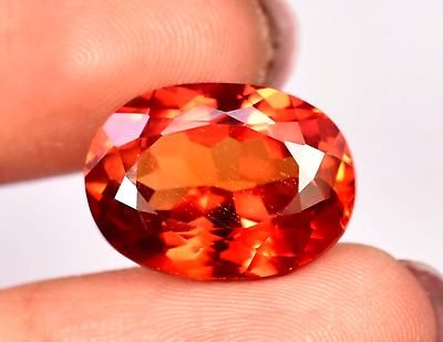 #ad 15.25 Ct Natural Rare Orange Ceylon Sapphire Oval Cut Certified Loose Gemstone $43.69