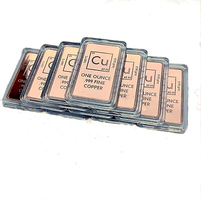 #ad 10 Pack 1 Troy Ounce Copper Bar Bullion with Cu Element Design .999 Pure $42.46