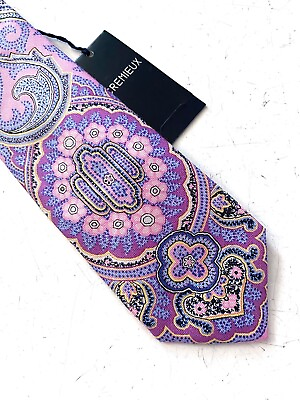 #ad Daniel Cremieux Nwt Pink Multi Silk Made in Italy Neck Tie $36.99
