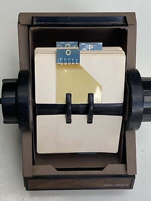 #ad Rolodex No. 2354 D Tan Brown Metal Rotary Card File with all letters $49.00
