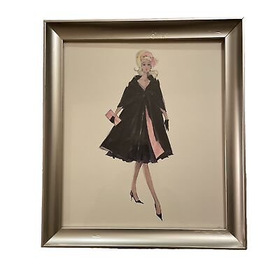 #ad Vintage Barbie Fashion Model By Robert Best Black Coat Framed $85.00