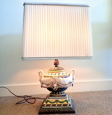 #ad Antique Italian Capodimonte Original Ceramic Swan Table Lamp amp; Lampshade 22quot; $799.99