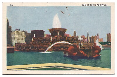 #ad Vintage Chicago World s Fair 1933 Postcard Buckingham Fountain Unposted $4.25