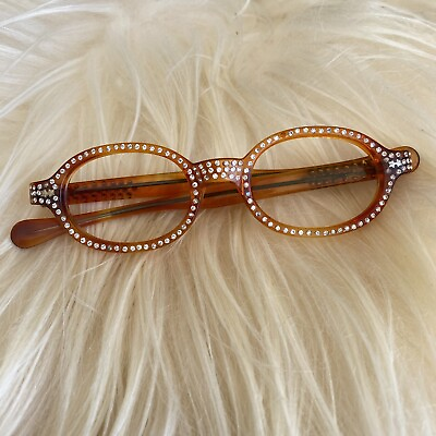 #ad MCM Vintage 60s USA Rhinestone Cat Eye Frames NOS Deadstock Eyeglasses Unused $137.75