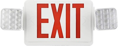 #ad LED Exit Sign Emergency Light Combo Adjustable Heads UL listed Red with Battery $39.99