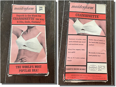 #ad Vintage 1950s Circle Spoke Stitch Exquisite Form Pointy White Bra In Box 36A $48.99