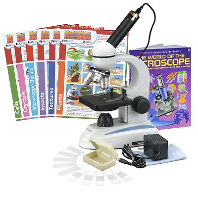 #ad AmScope 40X 1000X Student Metal Frame Microscope Kit Camera Slides amp; Book $167.99