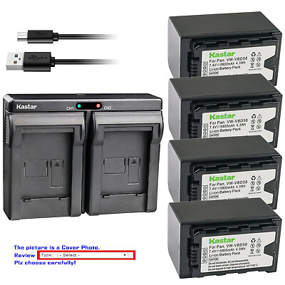 #ad Kastar Battery Dual USB Charger for VW VBD58 Panasonic AG DVX200EN AG DVX200ED $80.99
