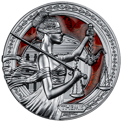 #ad 2022 Greek Goddess Themis 1 OZ Silver Black Proof Coin Niue $135.00