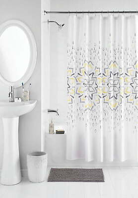 #ad Ceramic Shower Curtain amp; Bathroom Accessory Set White Print $26.97