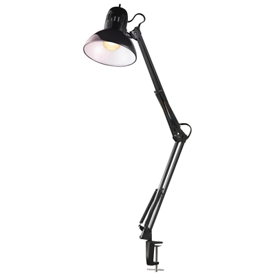 #ad Globe Electric 32 in. Swing Arm desk Clamp On LampBlk FinishLED Bulb Included $46.98