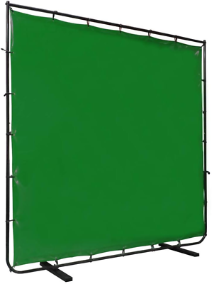 #ad Green Vinyl Welding Curtain Welding Screen with Frame 8#x27; X 6#x27; $129.99