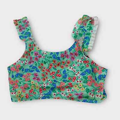 #ad Crewcuts Girls Ruffle Strap Bikini Top Teal Floral Size 14 New BO451 $12.00