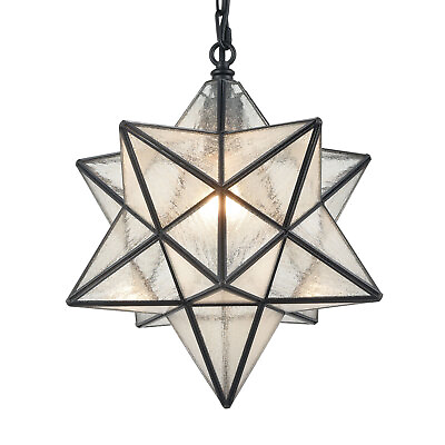 #ad 14#x27;#x27; Moravian Star Pendant Light Seeded Glass Star Lights with Hanging Chain $107.99