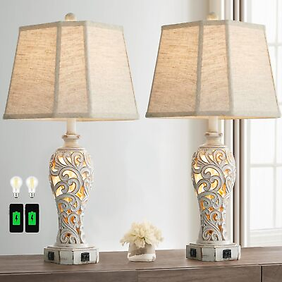 #ad Set of 2 Rustic Table Lamps for Living Room Bedroom Farmhouse Vintage Nights... $125.83