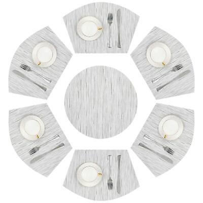 #ad Round Table Placemats Set of 7 Wedge Shaped Place Mat with Round Centerpiece ... $28.31