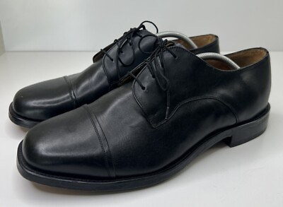 #ad Hitchcock Cap Toe Oxfords Black Leather Square Toe Wide Dress Men#x27;s 12 5E $45.00