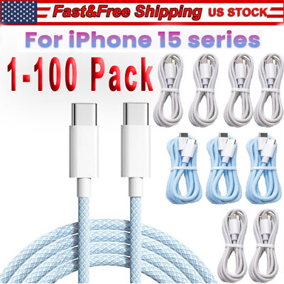 #ad For iPhone 15 Pro Max USB C to USB C Cable Fast Charger Type C Charging Cord Lot $3.59