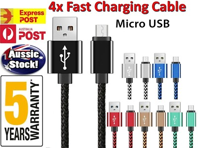 #ad 4x Micro USB Cable 1M Data amp; Fast Charging Samsung LG Sony HTC Samsung S7 S6 S4 AU $9.82
