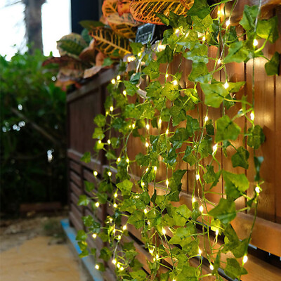 #ad Solar Outdoor String Lights Fake Vines Artificial Plants Patio Decor Hanging US $11.03