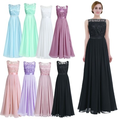 #ad Womens Lace Chiffon Floral Dresses Wedding Bridesmaid Evening Maxi Gowns Costume $33.39