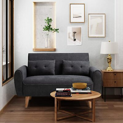 #ad Small Modern Loveseat Couch Sofa Mid Century Fabric Upholstered 2Seat Sofa Couch $379.99