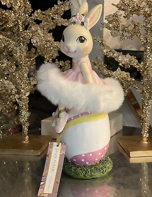 #ad NEW Jolie Fleur EASTER BUNNY RABBIT Ballerina Figure Egg Fur Spring Decor NEW $49.00