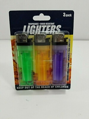 #ad WHOLESALE 72 PACKS Full Size Lighters Colors Assorted 3 pack Each 216 pic $72.00