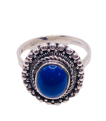 #ad Natural Blue Lapis Lazuli 925 Sterling Silver Oval Bali Design Ring 5.75 1178 $69.99