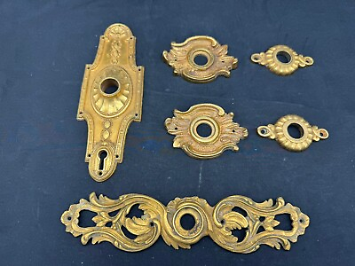 #ad Lot of 6 Antique Vintage door handle back pieces $112.49