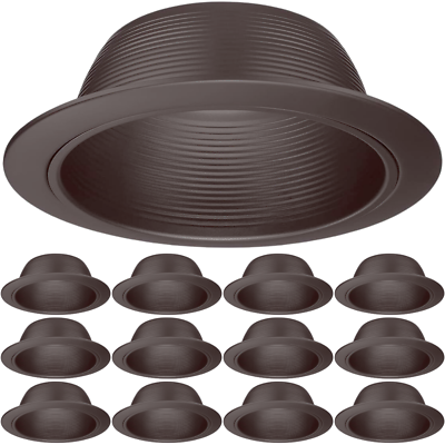 #ad 6 inch Recessed Can Light Trim with Oil Rubbed Bronze Step Baffle Pack of 12 $53.99
