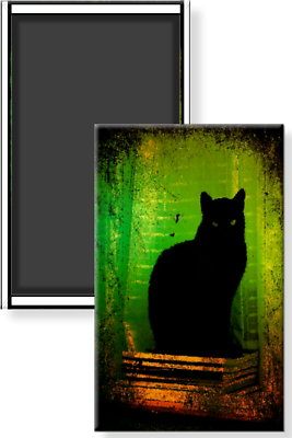 #ad Black Cat Sitting on Stack of Books Library Reading Image Fridge Magnet 2 x 3 $5.00