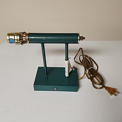 #ad Vintage Underwriters Laboratories Brass Green Banker Electric Desk Lamp Light $24.95