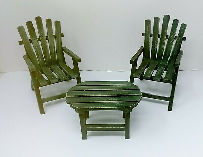 #ad Handmade Wood Adirondack Chairs amp; Table Doll Furniture Decorative Decor $17.25