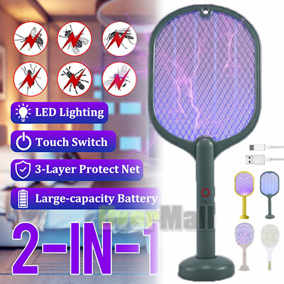 #ad Handheld USB Rechargeable Mosquito Fly Swatter Zapper Killer Bug Insect Racket $7.99