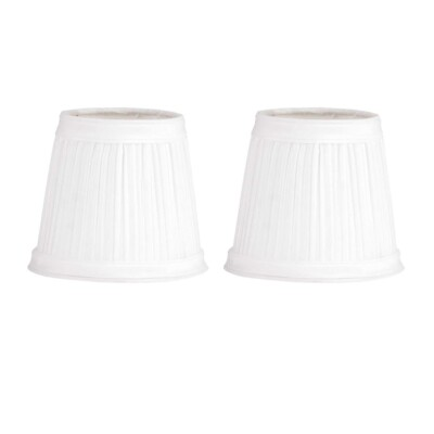 #ad Small Clip On Lamp Shade White Fabric 4quot; T Vintage Pleated Drum Style Pack of 2 $32.28