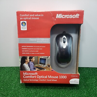 #ad NEW Microsoft Comfort Optical Mouse 1000 USB PC Windows Mac Open Box $26.95
