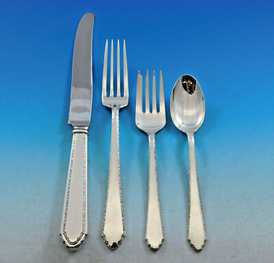 #ad William amp; Mary by Lunt Sterling Silver Flatware Set for 8 Service 35 Pieces $1695.00