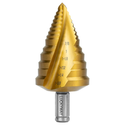 #ad 1 Piece 15 Steps HSS CO M35 1 4 Inch to 1 3 8 Inch Titanium Step Drill Bit for $46.65