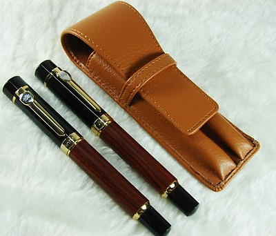 #ad Jinhao 650 Red Wood Fountain Pen Roller Pen Brown Pen Case Pen Pouch Set $30.07