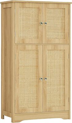 #ad Storage Cabinet Rattan Cabinet with 4 Rattan Doors amp; Adjustable Shelf $112.49