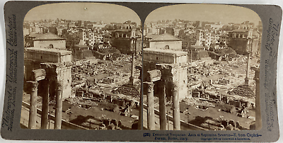 #ad Rome le Forum Temple de Vespasien et arche de Sévère Vintage print ca.1870 EUR 89.00