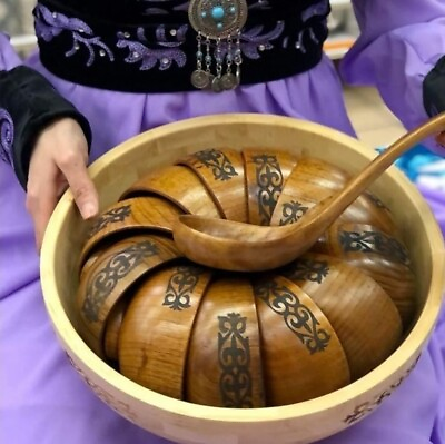 #ad Kazakh national decorative wooden dishes. Astau 14 $350.00