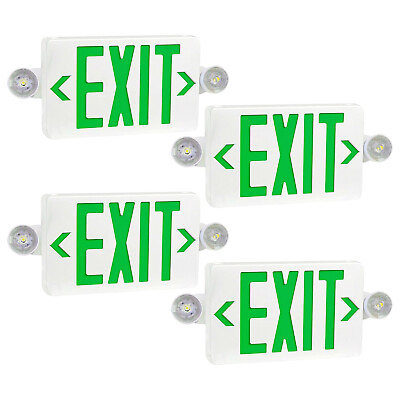 #ad 4 pack Green LED Emergency Exit Sign Light UL AC 120V 277V Dual LED Lamp ABS $93.99