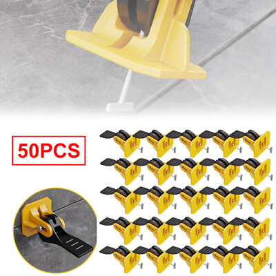 #ad 50Pcs Floor Tile Leveling System Positioning T lock Locator Spacer Tool Reusable $20.76