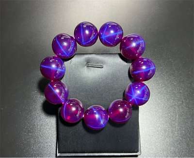 #ad Top Quality Purple Color Six Star Star Sapphire Lab Created Round Bead Bracelets $299.00