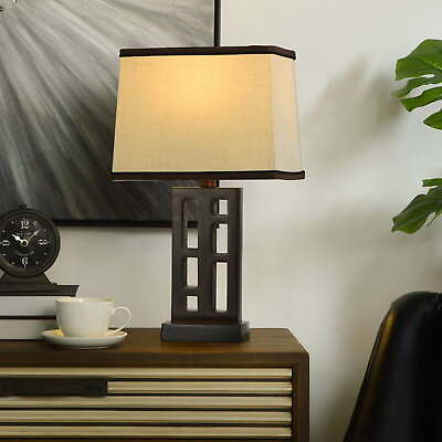 #ad Bedroom Table Lamp Corded Lamp With Linen Shade Living Room Decor Modern US $36.94