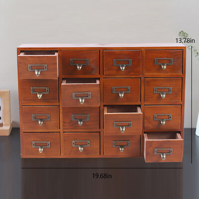 #ad Desk Drawer Organizer Wooden Storage Box Rustic Small Parts Tool Box Cabinet NEW $63.66