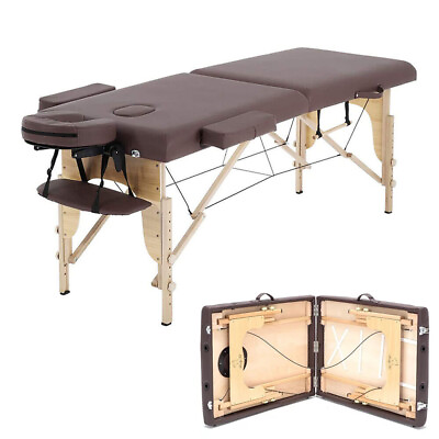 #ad 84quot; Adjustable L Massage Table 2 Fold Portable Facial Spa Salon Bed Tattoo Chair $75.33