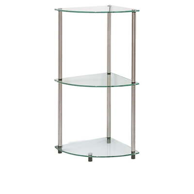 #ad esigns2Go Classic Glass 3 Tier Corner Shelf Multiple Finishes $40.59